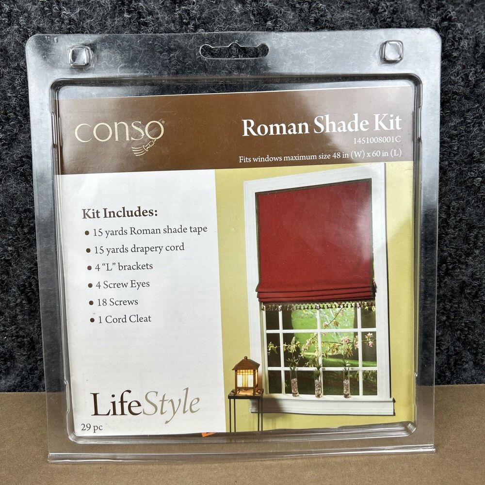 Conso Roman Shade Hardware Kit Window Home Decor Curtain  48" x 60" New 29 piece